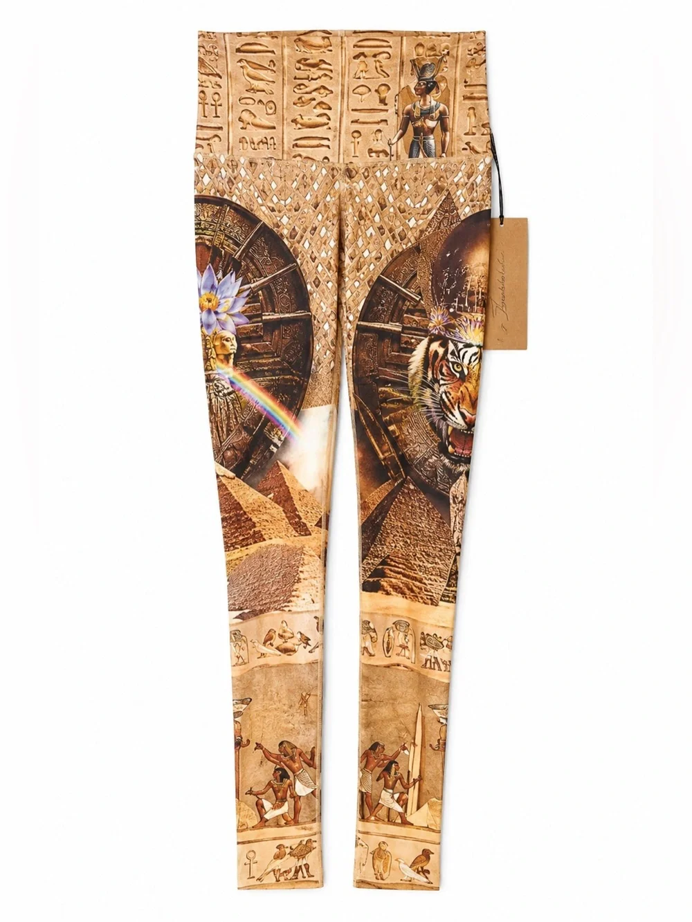 NWT Niyama Sol Barefoot Sphinx Leggings XS Egyptian Hieroglyphics High Waist Yog